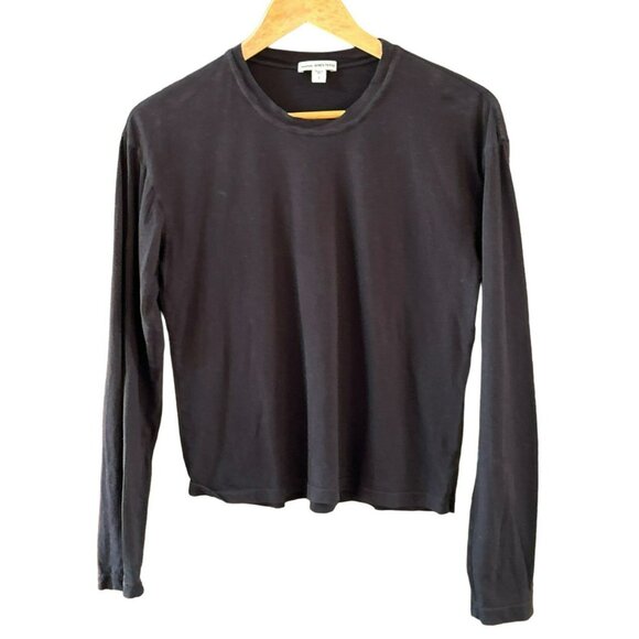 Standard James Perse Black Long Sleeve Crew Neck T-Shirt Size 1 Layering Staple - Picture 1 of 3